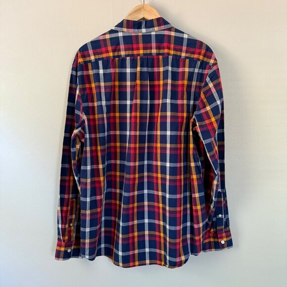 Gap Mens Classic Fit Long Sleeve Plaid Collared Shirt Red/Blue/Yellow Size XL - Picture 2 of 10